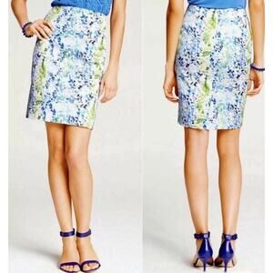 Ann Taylor Watercolor Pencil Satiny Cotton Blend Skirt Size 0 Petite